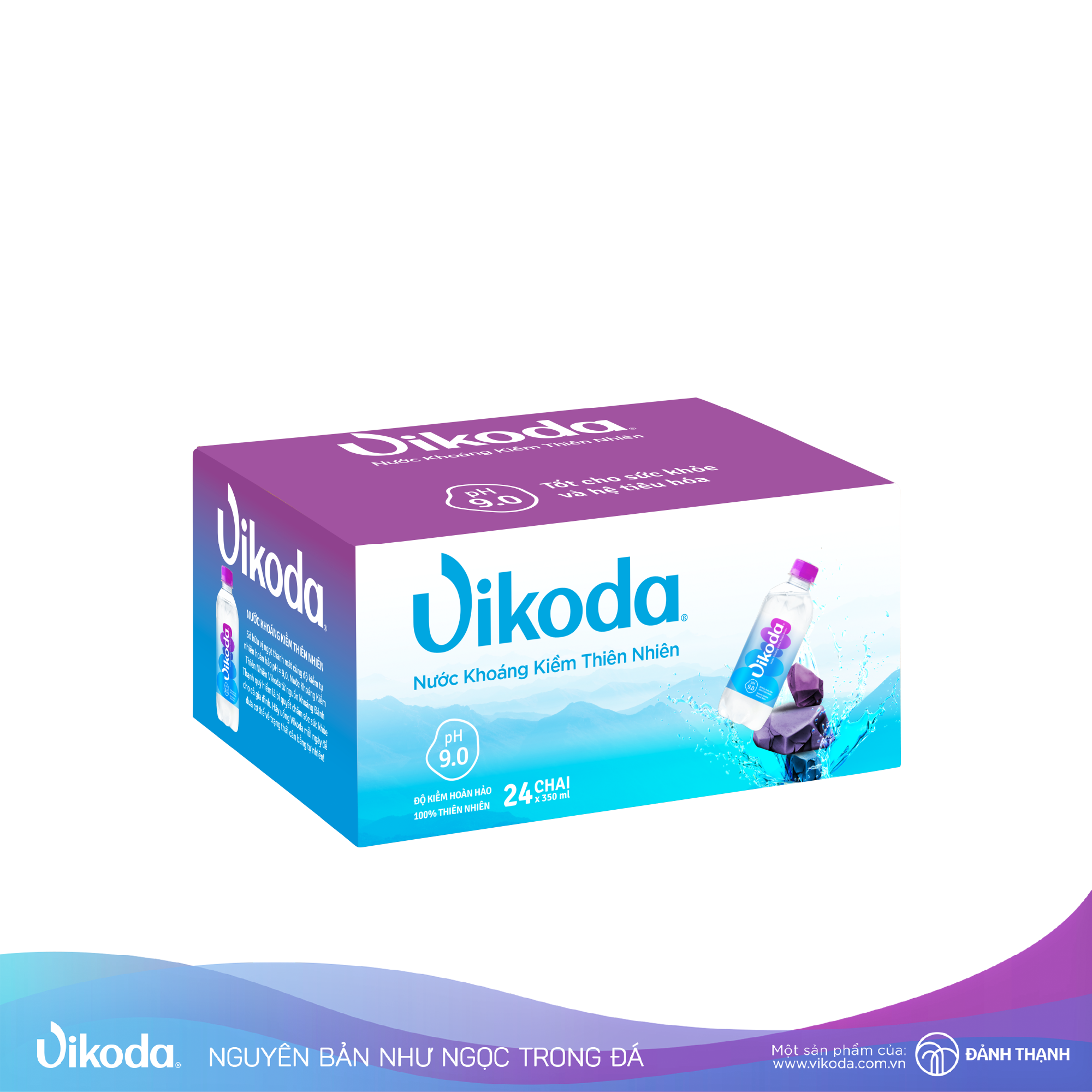 Thùng 24 chai Nước Khoáng Kiềm Thiên Nhiên Vikoda 350ml