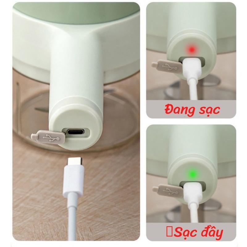 Máy Xay Cắt Thực Phẩm Đa Năng Có Cổng Sạc Usb Tiện Dụng, Máy Cắt Tỏi Ớt Rau Củ Cầm Tay Cao Cấp