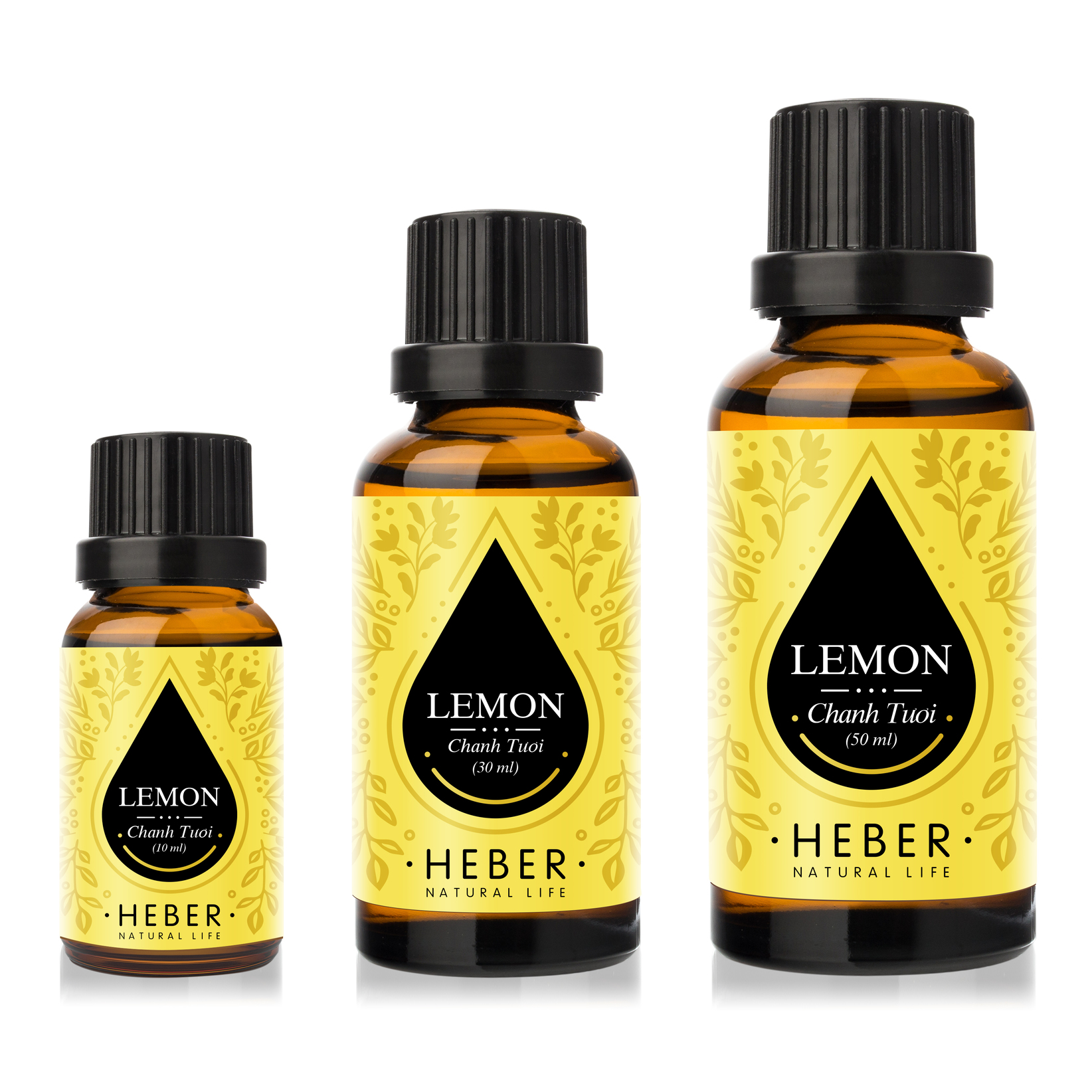 Tinh Dầu Chanh Tươi Lemon Essential Oil Heber | 100% Thiên Nhiên Nguyên Chất Cao Cấp | Nhập Khẩu Từ Ấn Độ | Kiểm Nghiệm Quatest 3 | Xông Thơm Phòng | Hương Dịu Nhẹ