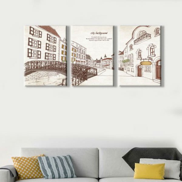 Bộ 3 Tranh Treo Tường Phòng Khách "City Background" - W153