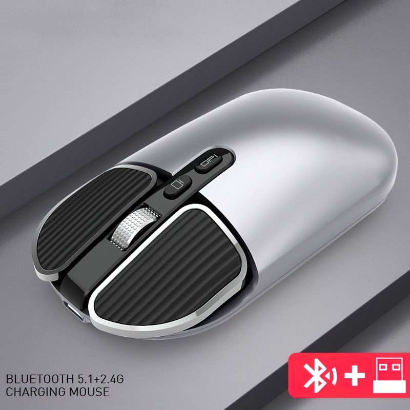Chuột không dây M203 -  Bluetooth + USB Wireless 2.4G - Pin sạc typeC - Chống ồn - chống mỏi cổ tay