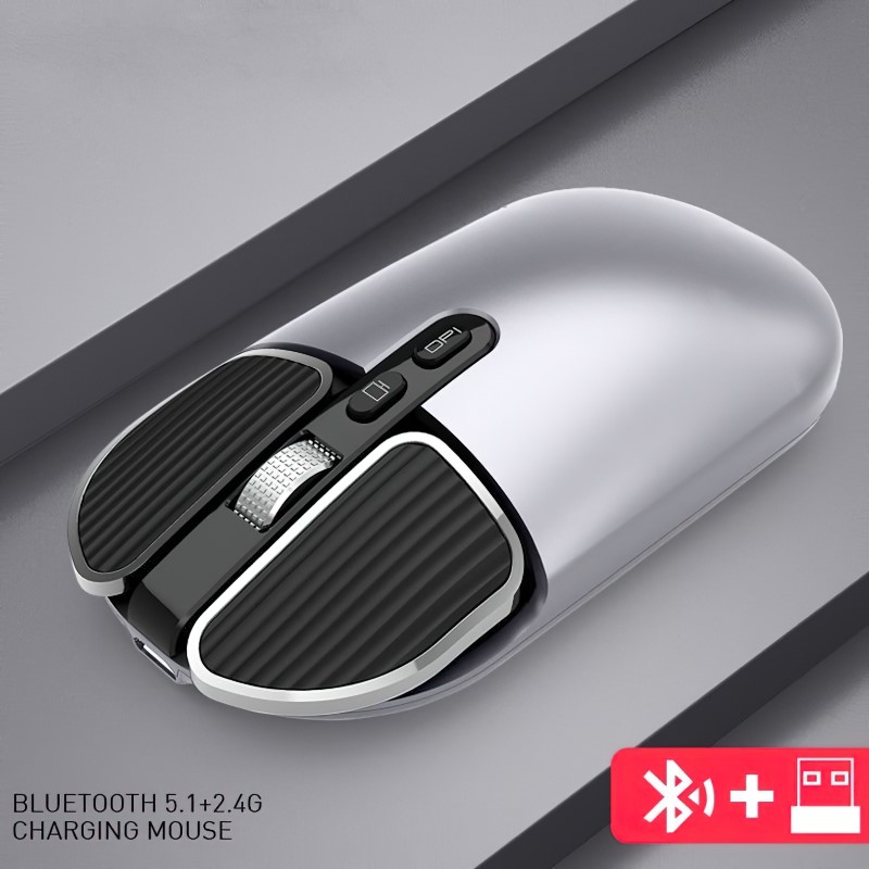 Chuột không dây M203 - Bluetooth + USB Wireless 2.4G - Pin sạc typeC - Chống ồn - chống mỏi cổ tay