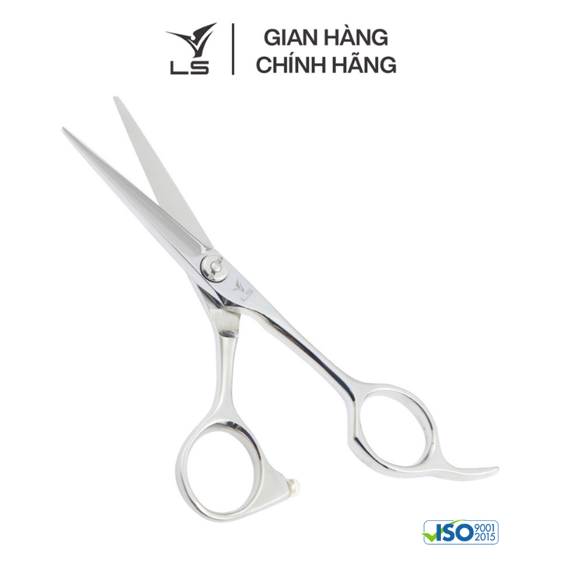 Kéo cắt tóc LS lưỡi thẳng quai offset phẳng đỡ ngón cố định CB12/4.5