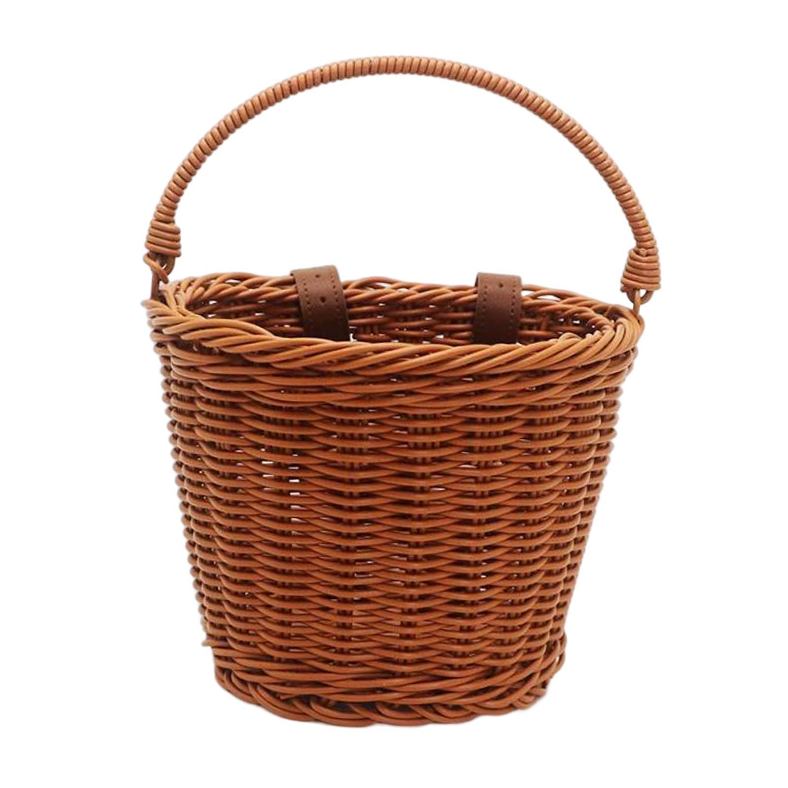 Children's Basket, Kids Bike Basket, Detachable Electric Bike Basket, Woven Front with Handle Shopping Vegetable Basket for Kids