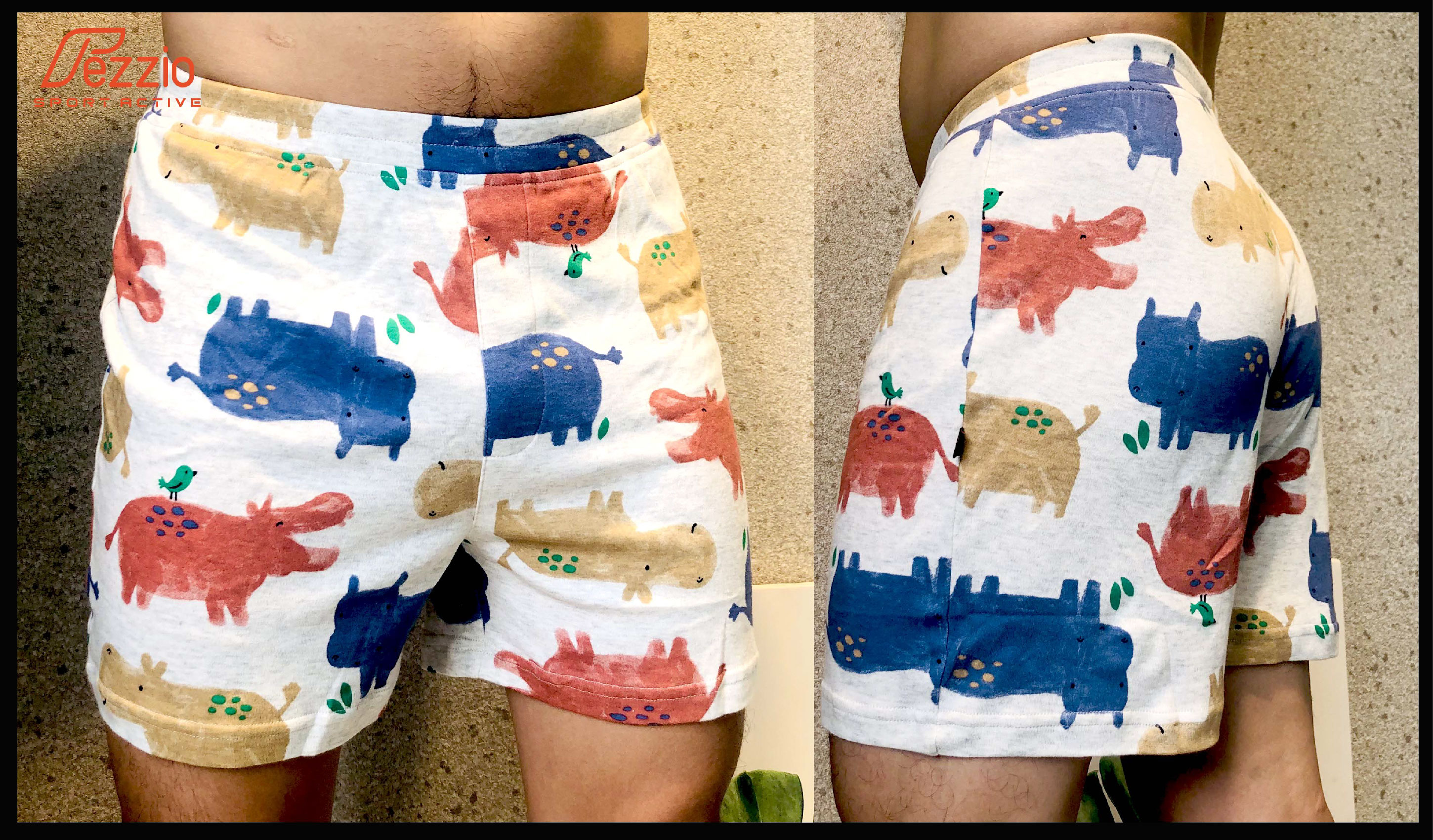 Quần đùi thun nam mặc nhà, quần ngủ thun cotton , boxer nam mặc ngủ Fezzio – đùi thun xuất cotton – HÀ MÃ BABY – L 31