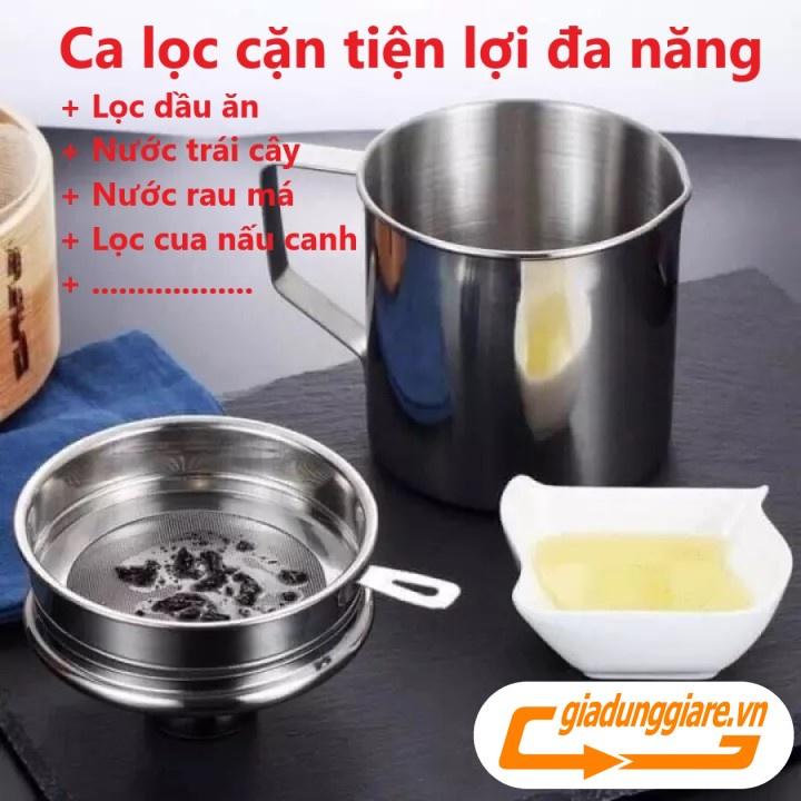 Ca lọc dầu ăn INOX 304 (1200ml ) hàng cao cấp , có lưới lọc cặn tiện lợi dùng lọc nước trái cây , lọc đậu nành , lọc cua