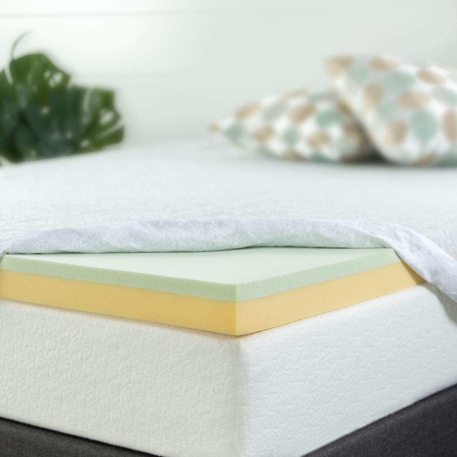 Topper Tấm Tiện Nghi Trà Xanh Gel Mát Làm Mềm Nệm Cao Cấp Zinus - Green Tea Memory Foam 180*200*7.5cm