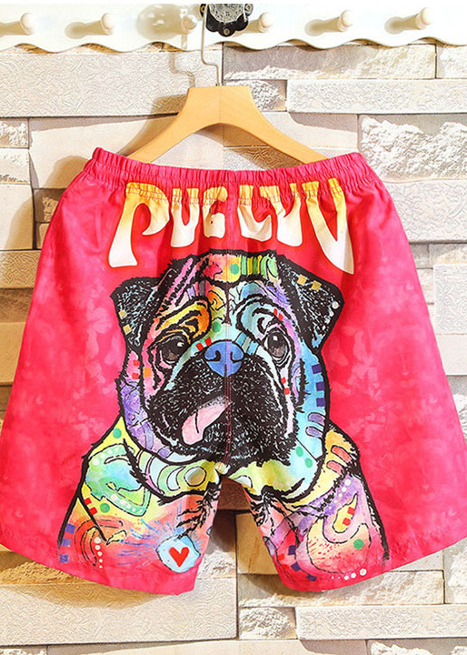 Quần Đi Biển Đôi - Quần Đùi Đôi - Thời Trang Đôi Mùa Hè - Quần Short Cặp Đôi SZone SQ220 Pink Pug