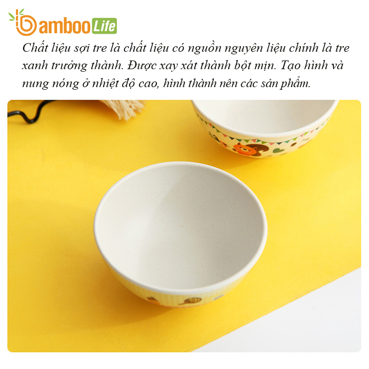 Chén bát ăn cho bé Bamboo Life BL7065 hàng chính hãng làm từ sợi tre thiên nhiên Chén bát ăn dặm cho bé Dụng cụ ăn dặm Đồ dùng ăn dặm cho bé