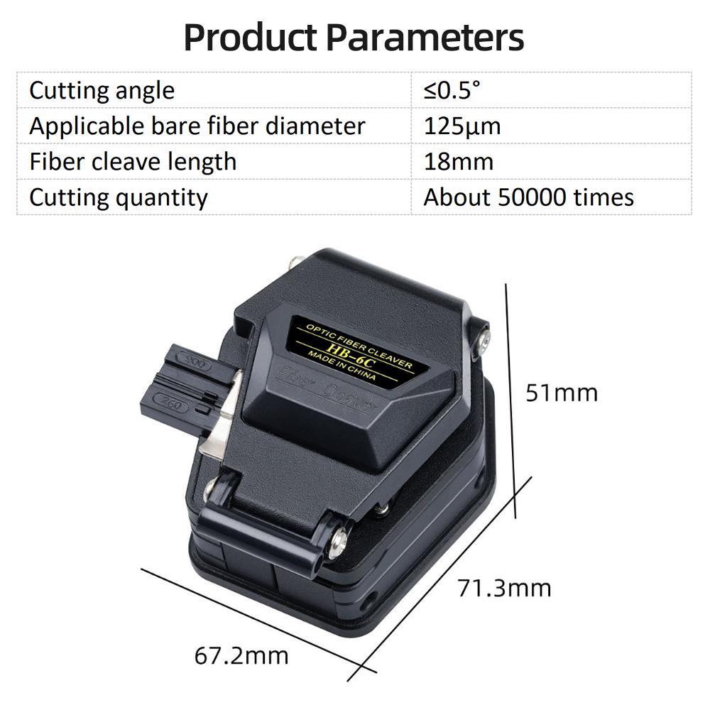 HB-6C Optical Fiber Cleaver Cable Cutting Tool High Precision Optical Fiber Cleaver Stable Angle Stainless Steel Slides