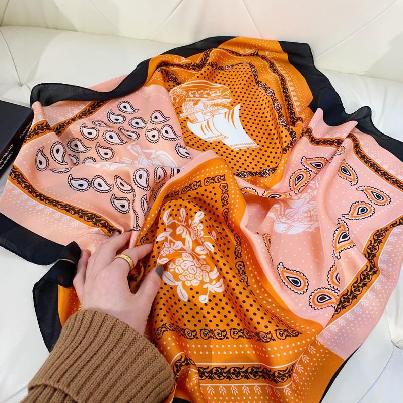 Khăn Lụa Vuông Họa Tiết Thổ Cẩm Ô Vuông - Chất Liệu Chiffon - 70x70cm - Mã KL013