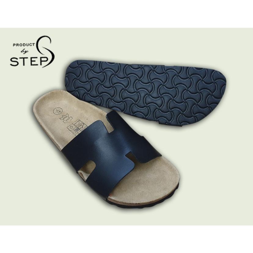 Dép đế trấu Unisex Da tổng hợp quai chữ H