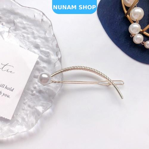 Kẹp tóc hình bán nguyệt phối ngọc nữ tính sang chảnh Nunam shop