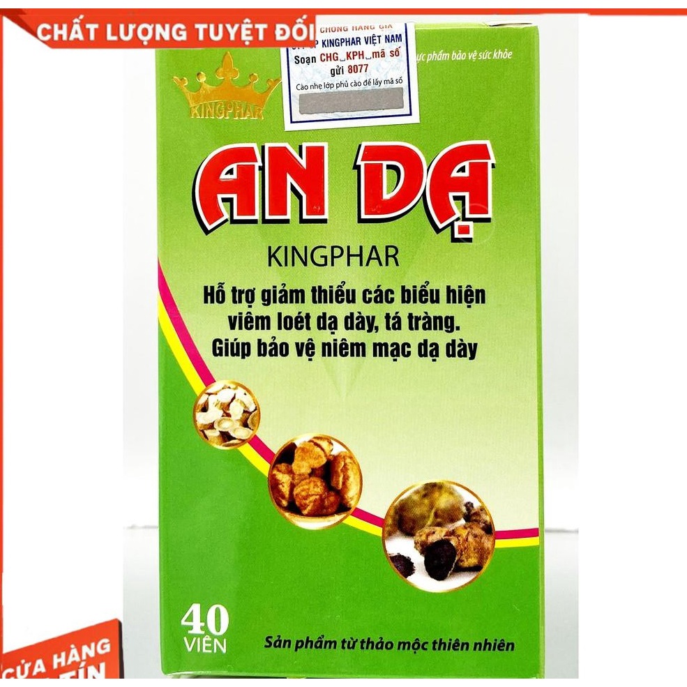 Kingphar ￼AN DẠ -Chai 40v - Giúp giảm viêm loét dạ dày, tá tràng, trào ngược thực quản, dịch vị, ăn uống không tiêu