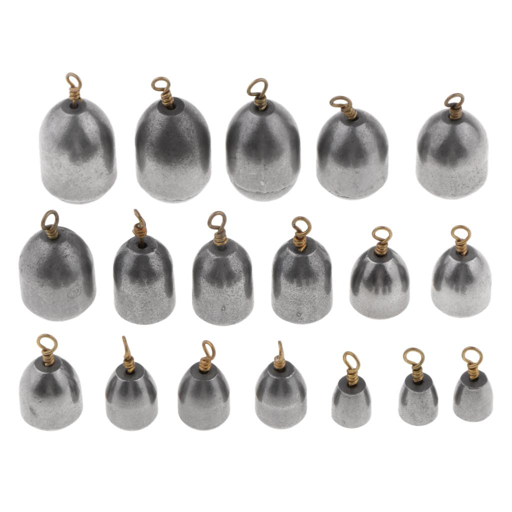 18pcs Mixed Size Iron Bank Sinker Fishing Weights Slip Sinker Fishing Tackle