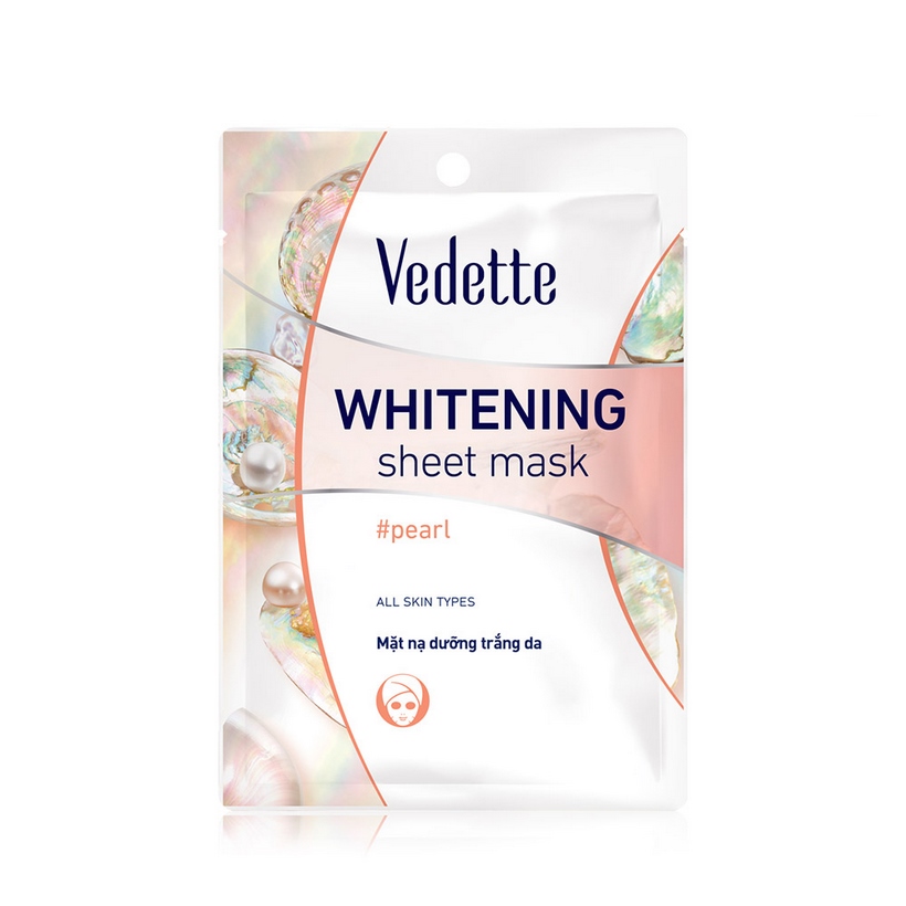 Mặt nạ giấy dưỡng trắng da Ngọc trai Vedette Whitening Mask Pearl 22ml
