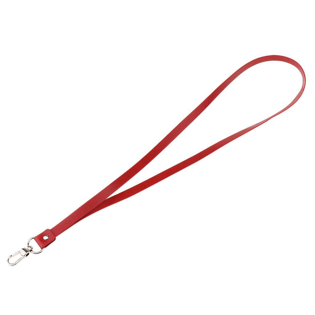 2-4pack PU Leather Neck Strap Lanyard Metal Clips for ID Cards Badges Red
