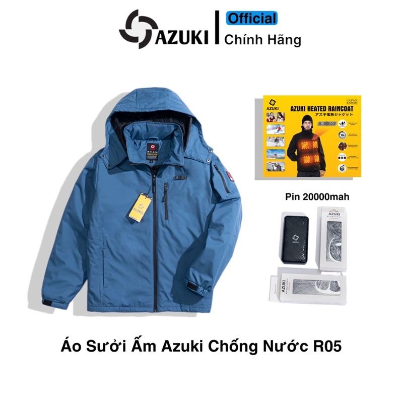 Áo Sưởi Ấm Azuki Raincoat R05 Chống Mưa Siêu Tốt, Pin 20000mah Chạy 10~15 Tiếng, Mới Nhất 2023, Bảo Hành 12 Tháng