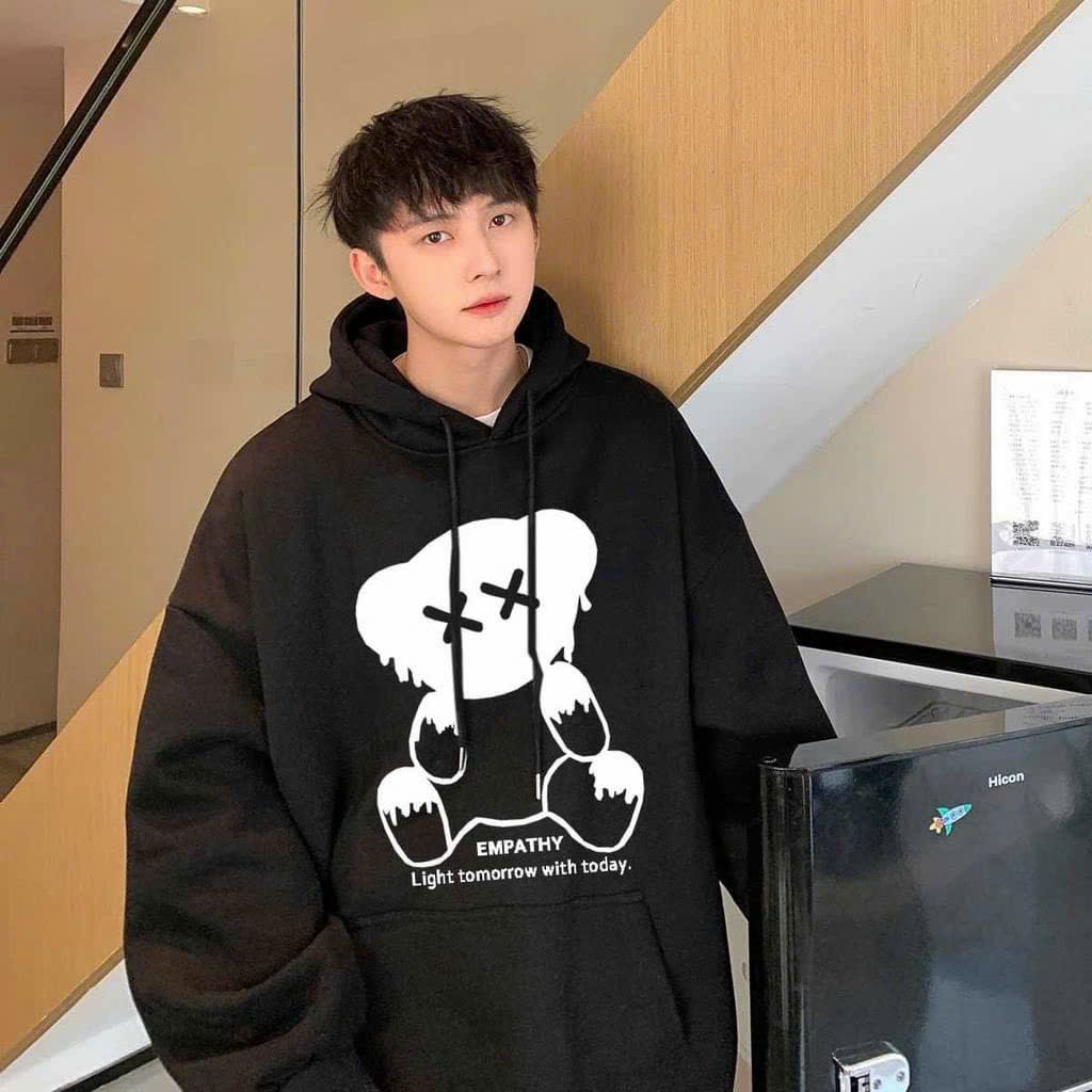 ÁO HOODIE - ÁO KHOÁC NỈ NGOẠI Dây full zip HOOIDE MỚI in GẤU form rộng