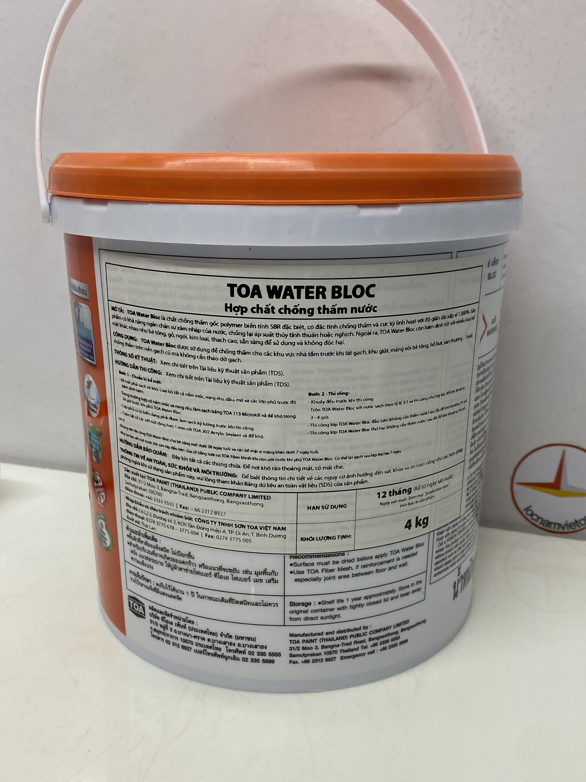 Chống thấm đàn hồi cho nền gạch cũ Toa Water Bloc 4Kg