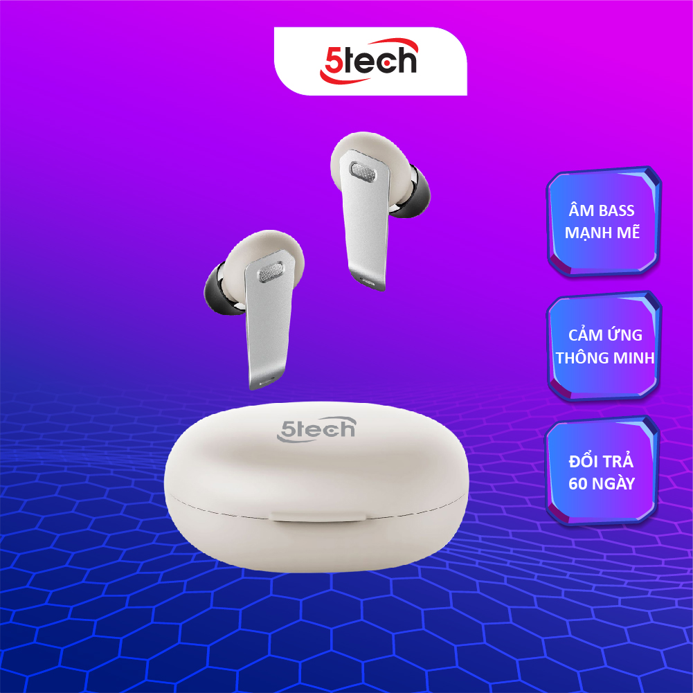 Tai nghe bluetooth, tai nghe không dây 5TECH 5T229 nhét tai, hàng chính hãng full chức năng cảm ứng nhậy âm thanh chuẩn HIFI