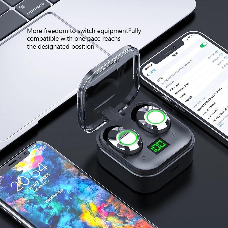 Tai nghe thể thao Bluetooth 5.3 không dây HiFi trong suốt, cảm ứng kỹ thuật số, tai nghe không dây thực sự, công suất thấp, tai nghe chất lượng cao