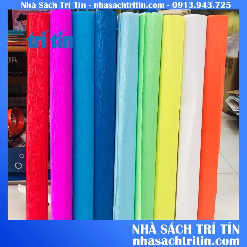 Cuộn giấy nhún giấy nhăn làm hoa giấy đủ màu sắc size 50cm x 250 cm (vpp TRÍ TÍN)