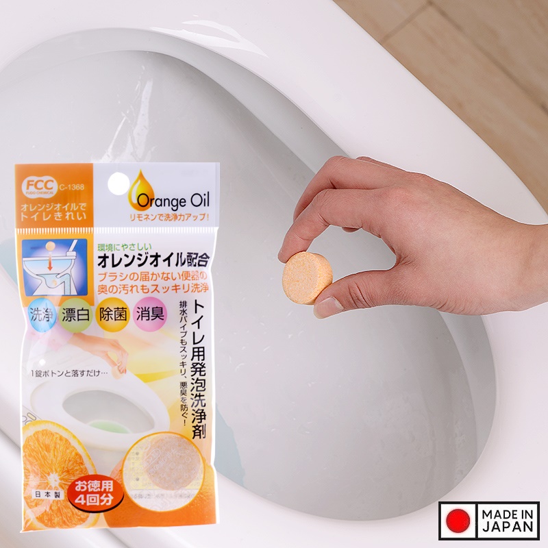 Set 03 viên tẩy rửa diệt khuẩn, khử mùi bồn cầu 10g - Hương cam - Made in Japan
