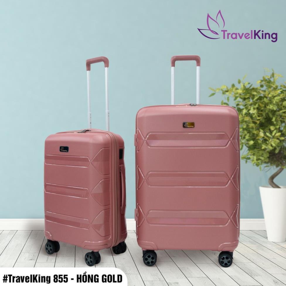 Vali kéo nhựa PP chống vỡ có cổng USB TRAVELKING-855 Premium kích thước 20, 24 inch chính hãng Hùng Phát - Vỡ đổi mới