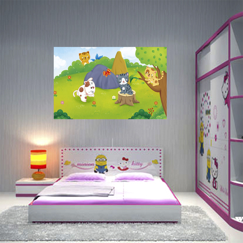 Tranh phòng ngủ những chú mèo tinh nghịch TMN-157