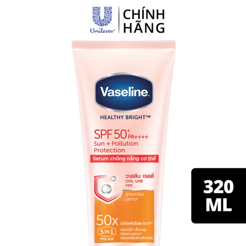 Serum chống nắng cơ thể Vaseline 50x bảo vệ da với SPF 50+ PA++++ giúp da sáng hơn gấp 2X 300ML