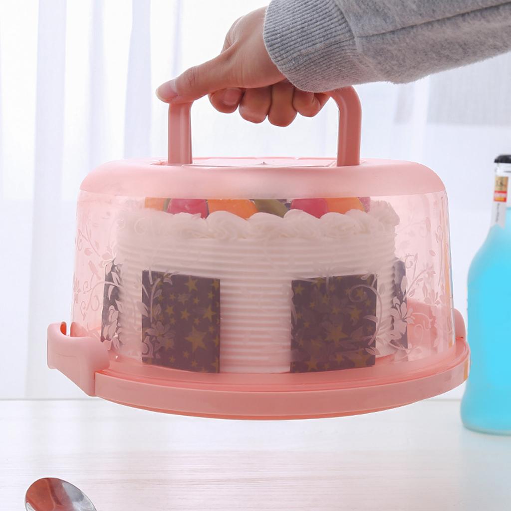 Plastic Cake Box Round Cake Storage Carrier Container Lockable Lid