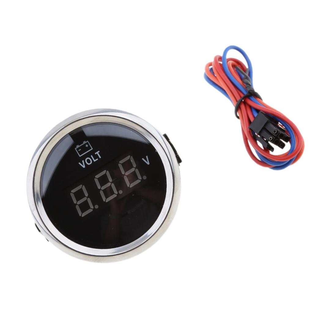 2" 52mm Red LED Digital Marine Volt Gauge