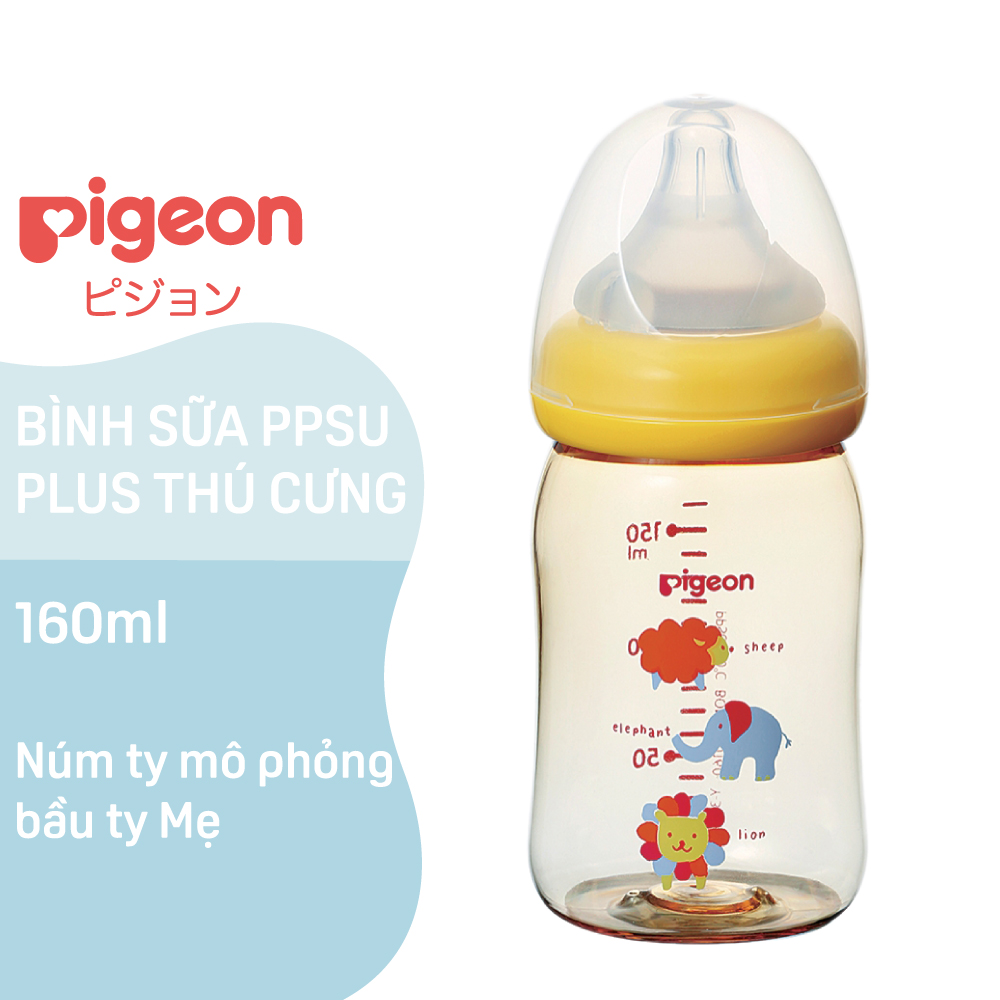 Bình sữa Pigeon, Bình sữa Pigeon Cổ rộng Nội địa nhật 160ml/240ml, Nhựa PPSU, Hàng chính hãng