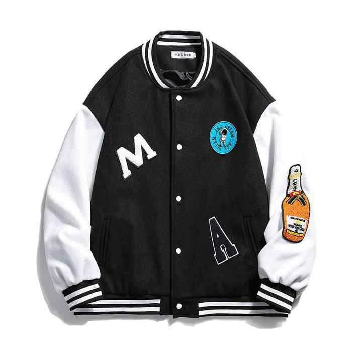 Áo Khoác Cardigan Chữ M - A Hình Chai - Bomber Bóng Chày Nỉ Kiểu Rộng Unisex Nam Nữ Cặp Đôi Mặc Chống Nắng - Lạnh