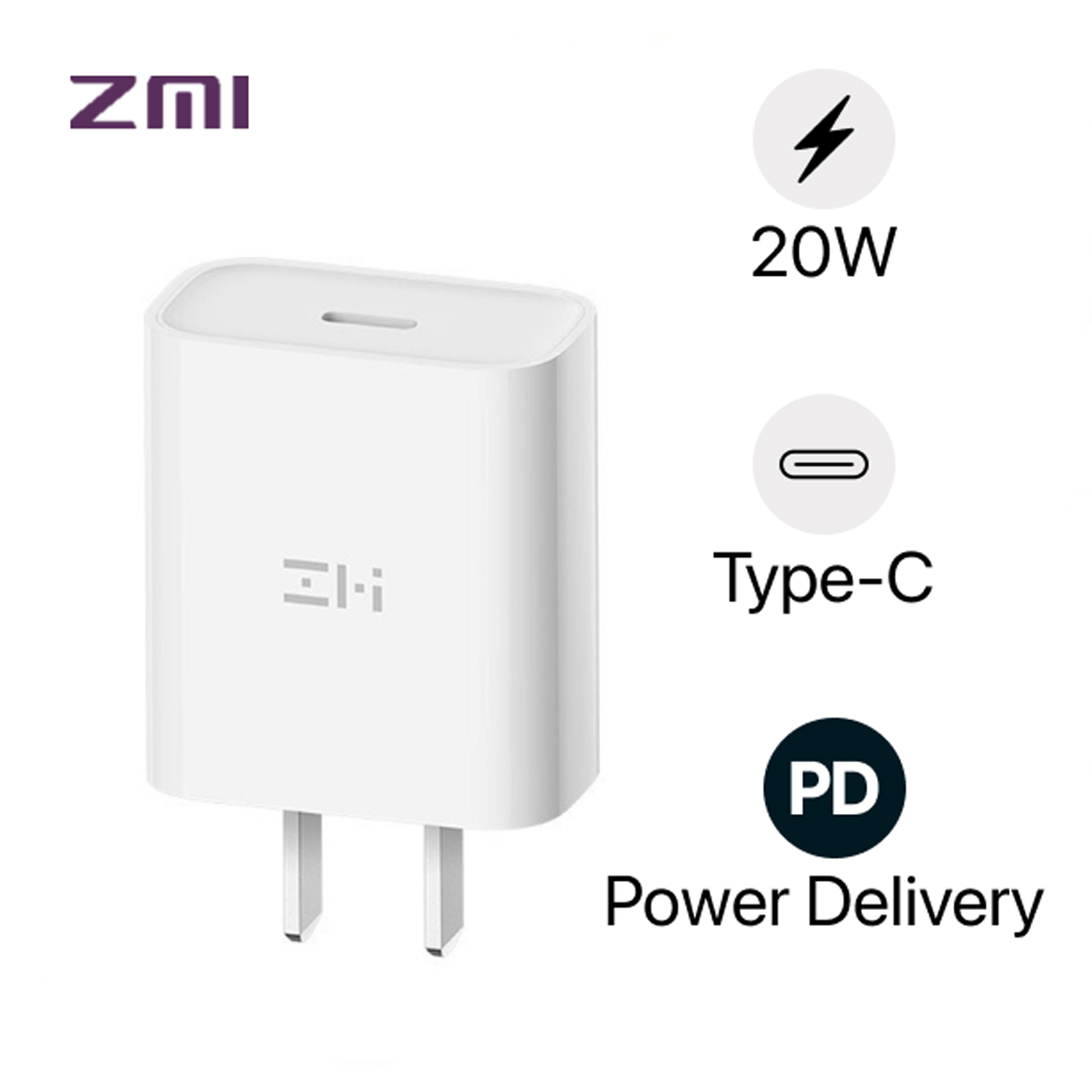 Adapter sạc nhanh PD Type C 20W ZMI HA716 - Hàng nhập khẩu