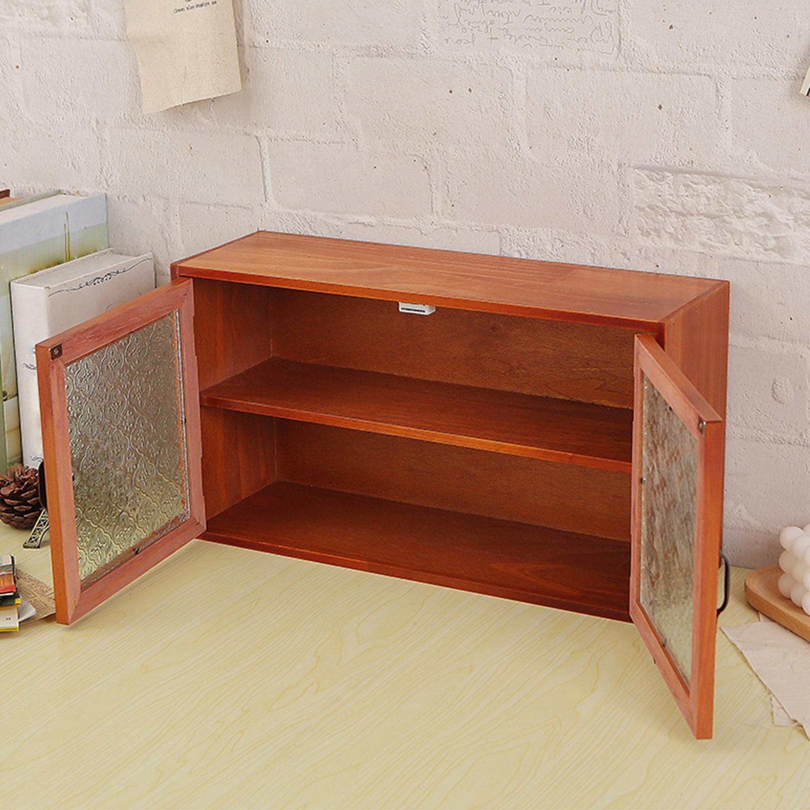 Wood Storage Cabinet Action Figures Display Shelf 2 Tiers Multipurpose Desktop Display Rack Shelf for Pantry Mugs Action Figures Cups