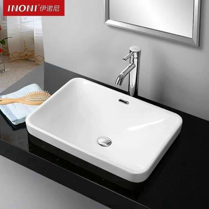 Chậu Lavabo Sứ Âm Bàn Dương Vành Men Sứ Cao Cấp FreeShip HCM