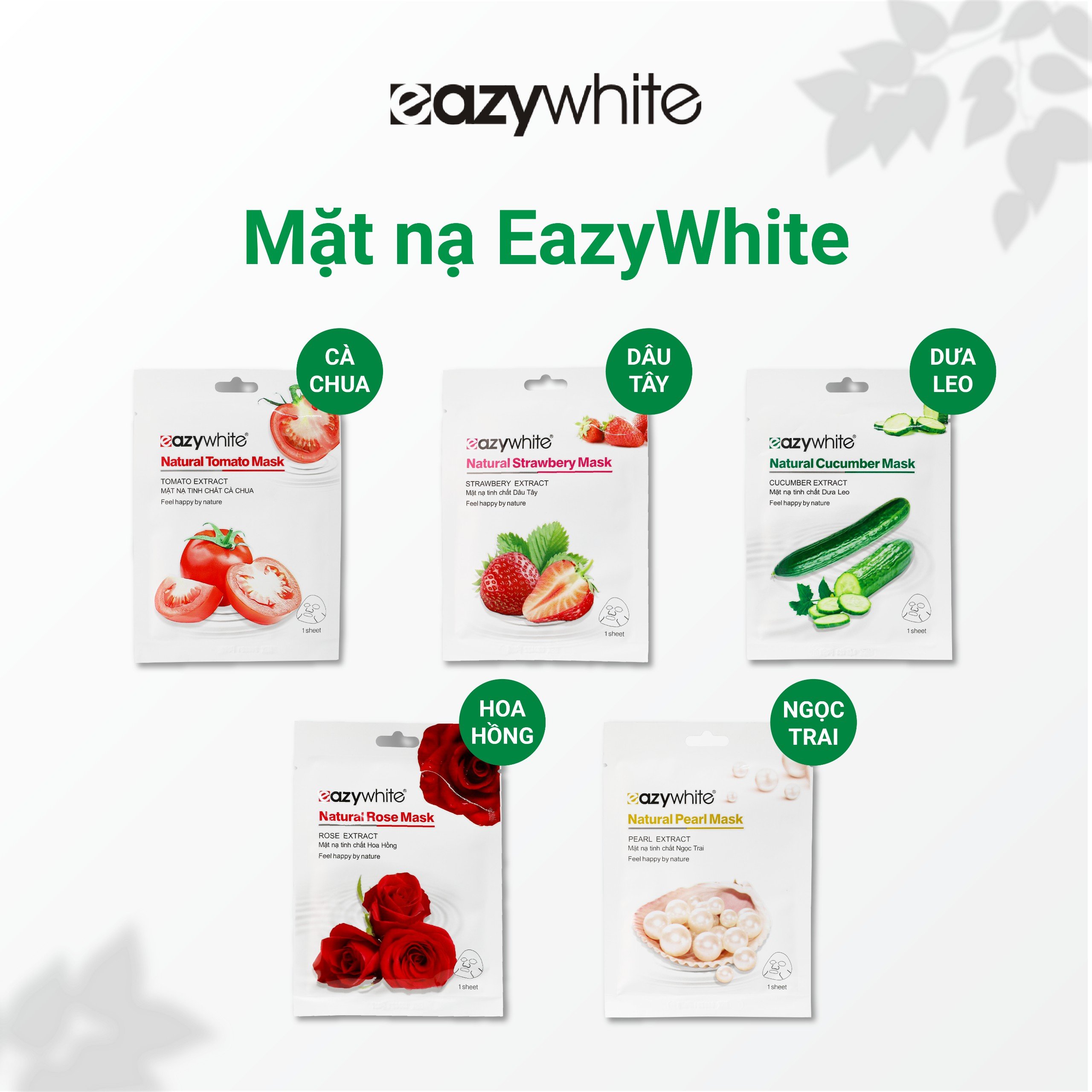 (1 miếng x 30g) Mặt nạ EazyWhite giúp dưỡng trắng, cấp ẩm, giảm nếp nhăn và se khít lỗ chân lông