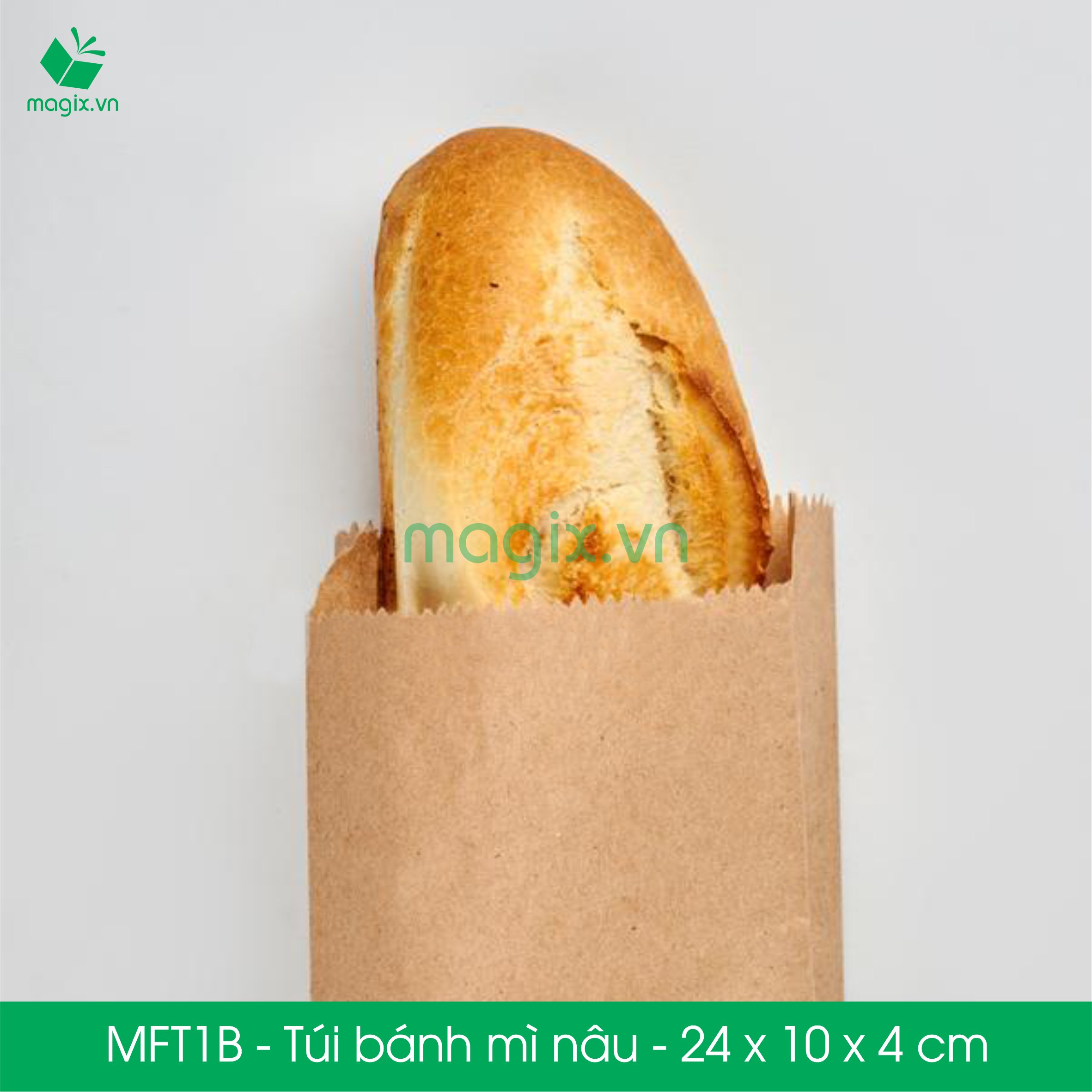 MFT1B - 24x10x4 cm - 100 Túi giấy bánh mì nâu