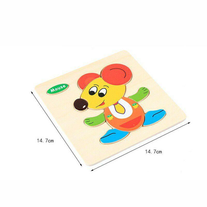 Miếng gỗ ghép 3D 3-4 miếng cho bé mới bắt đầu (miếng gỗ dày)