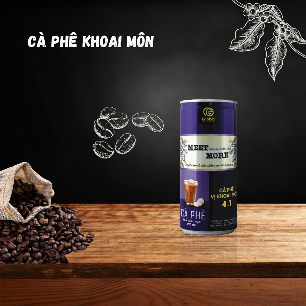 Lon Cà Phê Trái Cây Vị Khoai Môn Meet More - 190ml