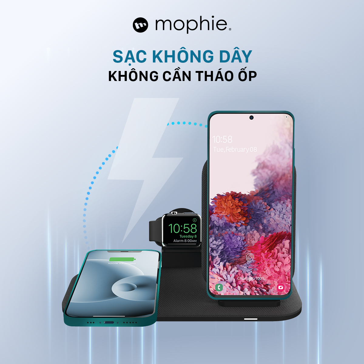 Đế sạc không dây Mophie 2in1 Stand Plus - Hàng chính hãng