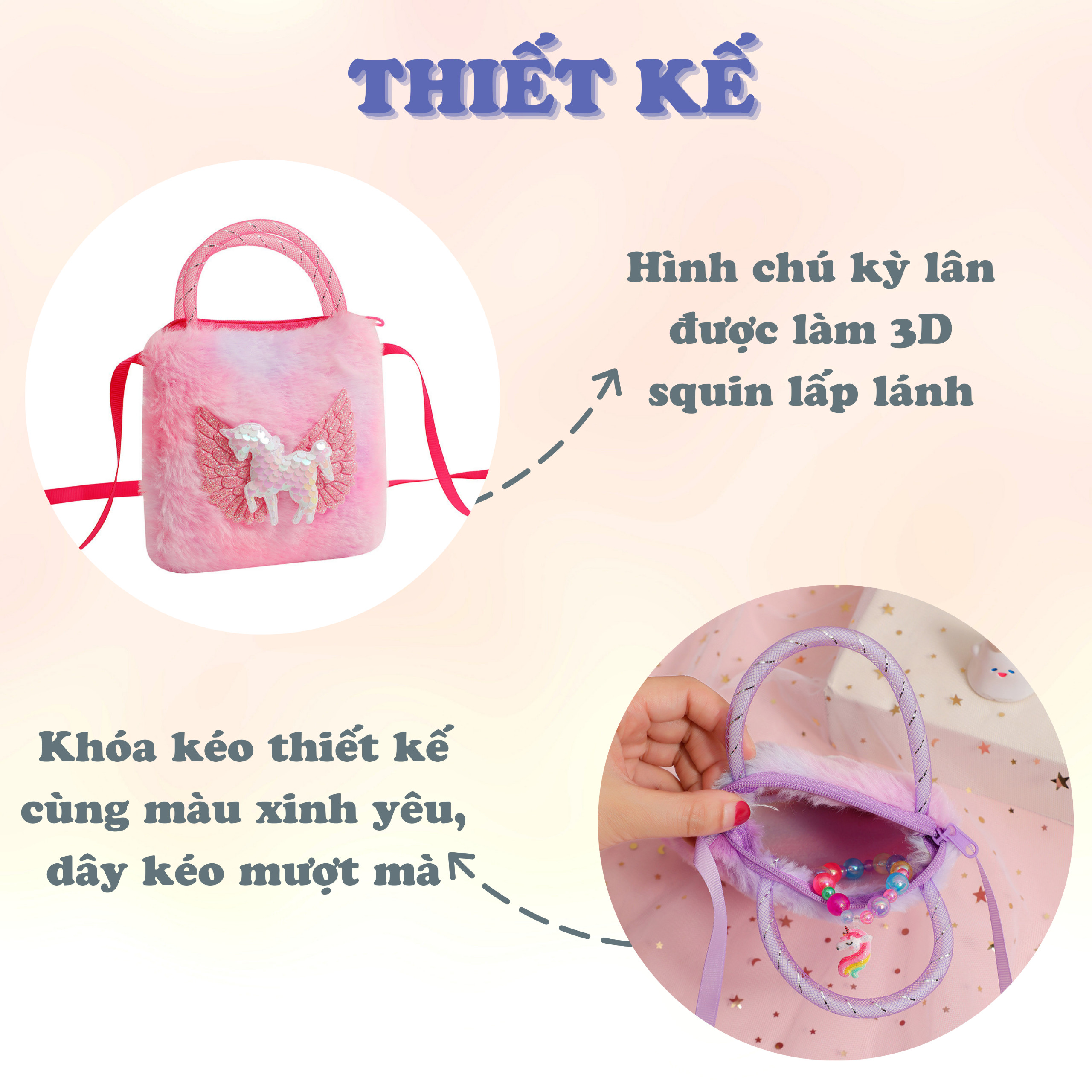Túi đeo chéo cho bé phong cách Hàn Quốc Baby-S, Túi xách cho bé gái hình chú kỳ lân phối màu xinh yêu - STX042