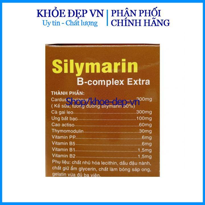 FREESHIPBổ gan Silymarin B-complex Extra giải độc gan, hạ men gan - Hộp 100 viên