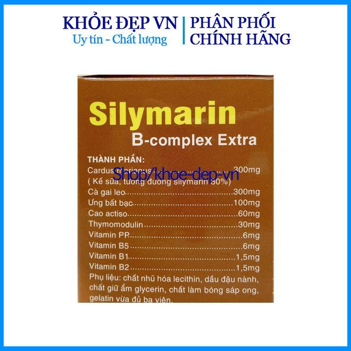 FREESHIPBổ gan Silymarin B-complex Extra giải độc gan, hạ men gan - Hộp 100 viên