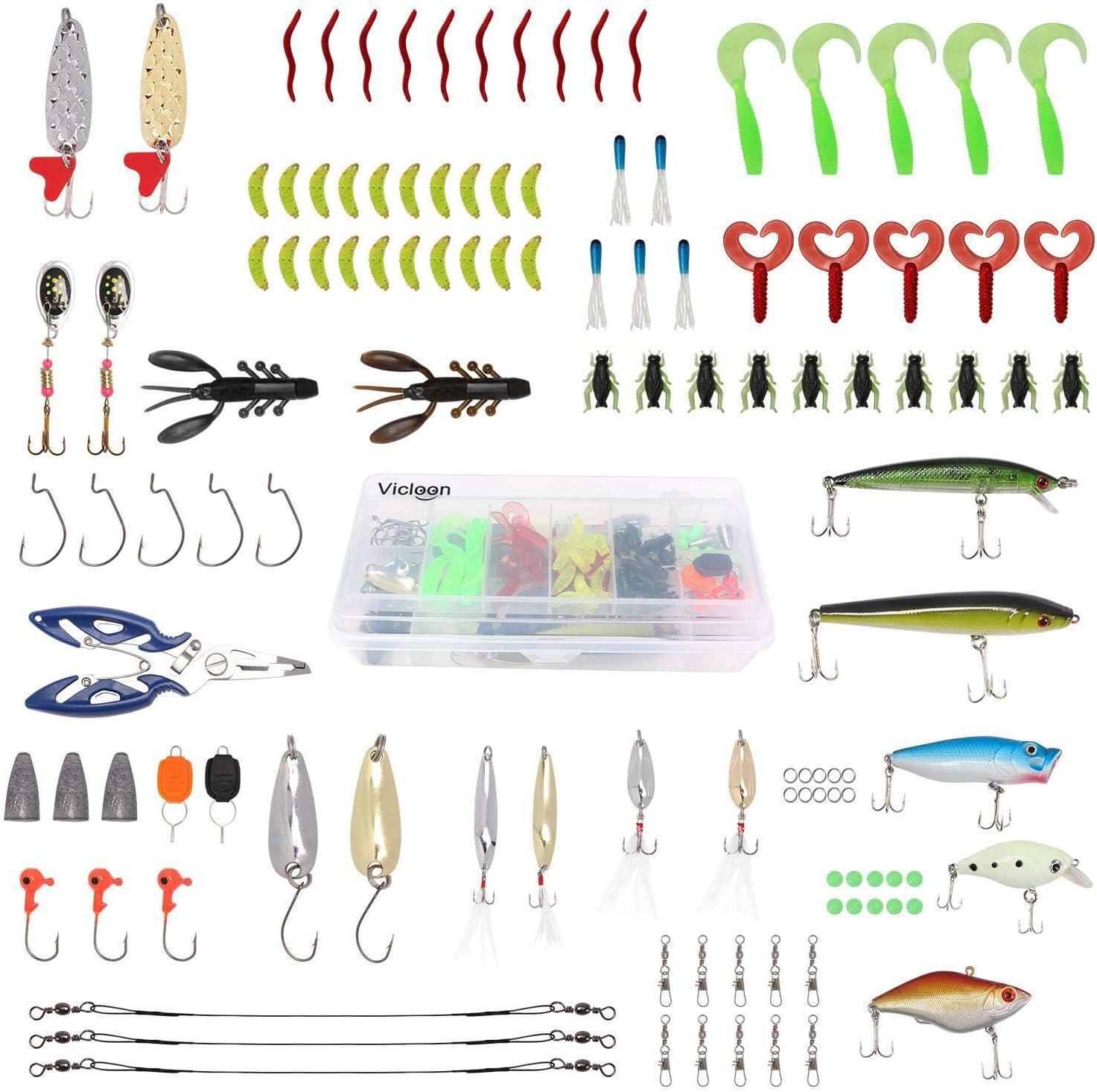 Bộ Mồi Câu Cá 120 Cái - Spinnerbaits,Plastic Worms,Minnow,Popper, Lures,Soft Fishing Jigs Fishing Hooks-Bộ Mồi Câu Cá Di Động Có Hộp