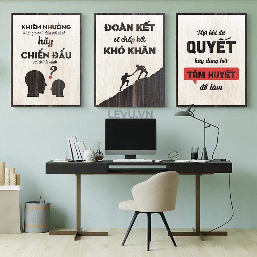 Bộ 3 Tấm Tranh Treo Tường Gỗ tạo động lực kích thước 30x40cm