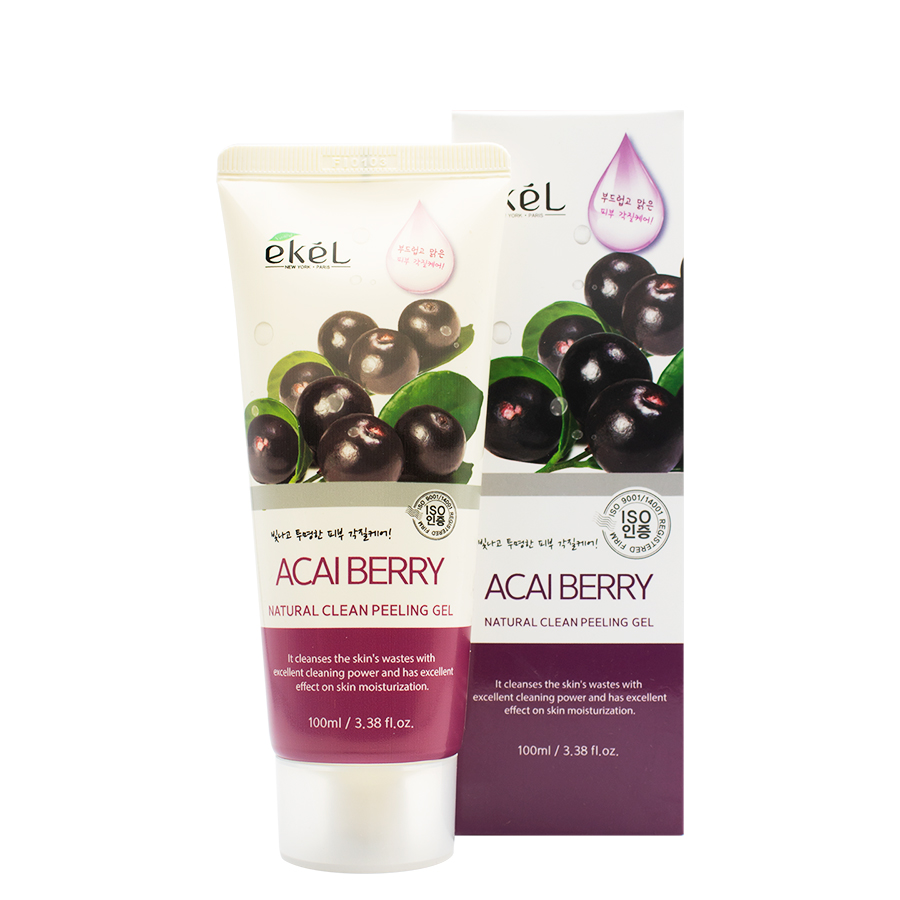 Gel Tẩy Tế Bào Chết Acai Berry- Ekel Natural Clean Peeling Gel Acai Berry 100ml (Tặng 2 mặt nạ Jant Blanc)