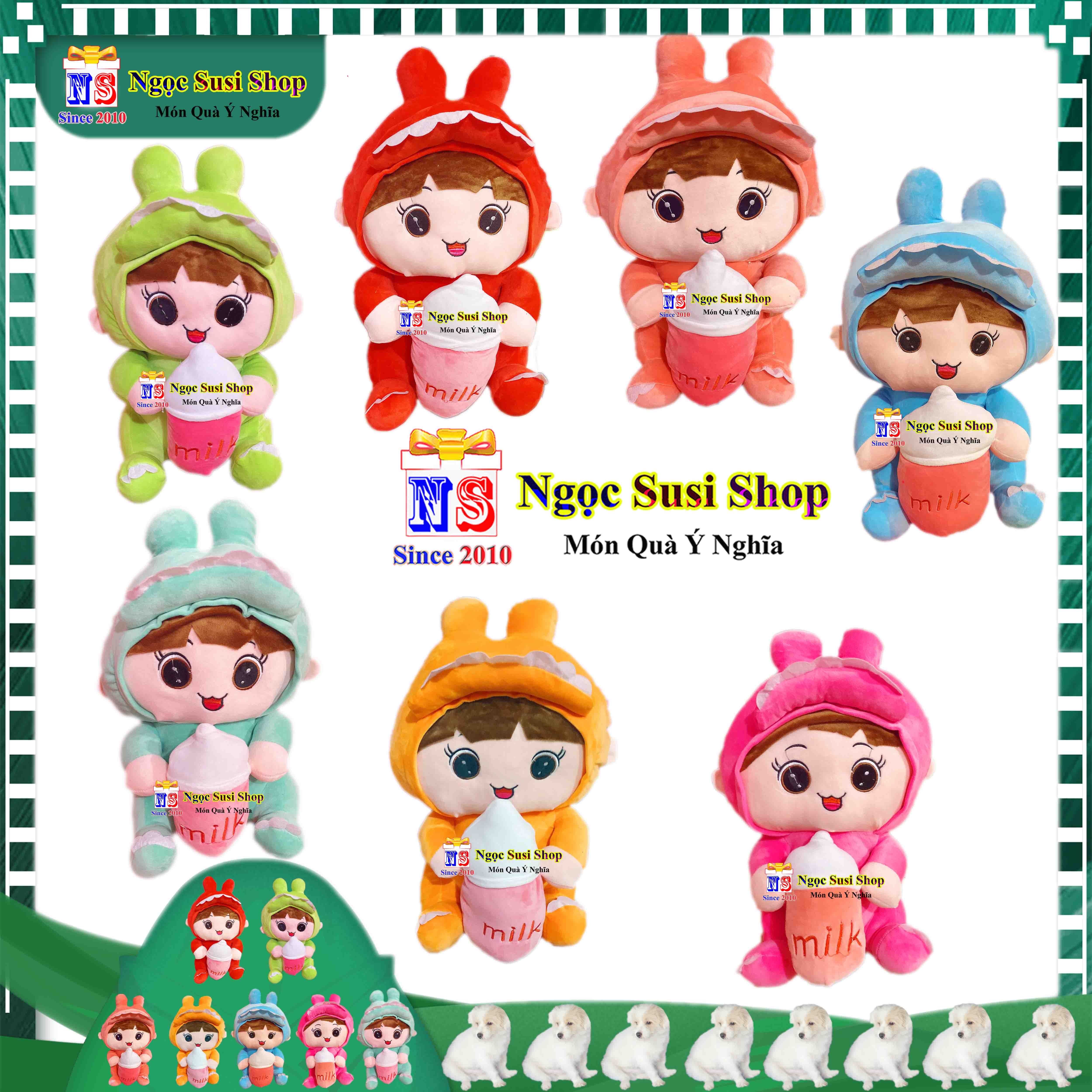 GỐI ÔM THÚ BÔNG BÚP BÊ KHỦNG LONG ÔM BÌNH SỮA KHỔNG LỒ SIÊU TO CAO CẤP DÙNG ÔM NGỦ TRANG TRÍ QUÀ TẶNG - GIAO NGẪU NHIÊN MÀU